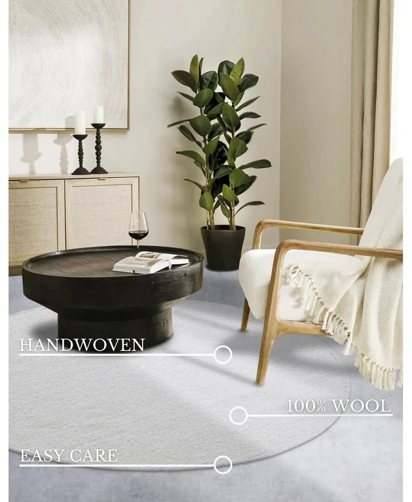 Бял ръчно изработен вълнен кръгъл килим ø 160 cm Francois – Villeroy&amp;Boch