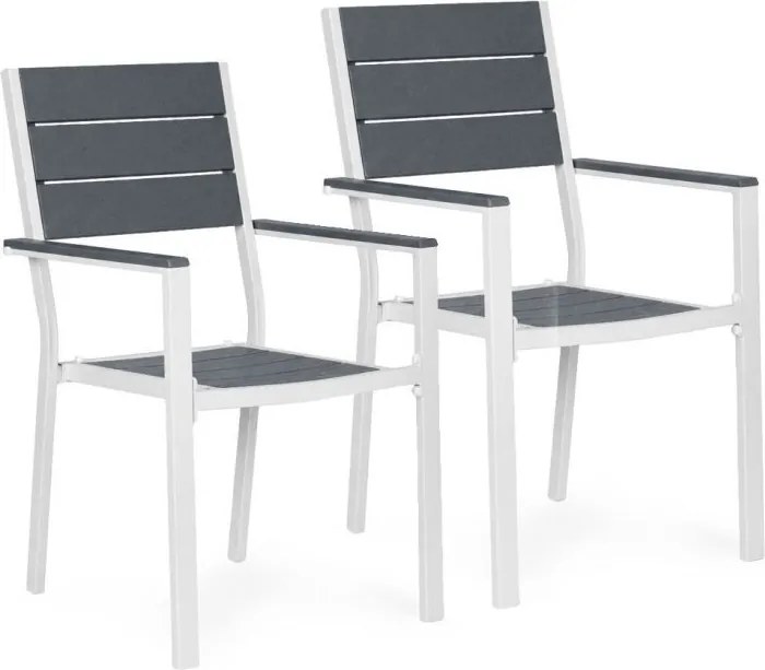 Комплект от 2 градински стола с товароносимост 150 кг Черен