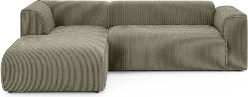 Зелен ъглов диван от рипсено кадифе (ляв ъгъл) Merid – Ropez