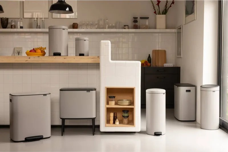 Кош за боклук Brabantia Bo Touch 1010454, 3x11 л, Плавно и безшумно отваряне, Голям отвор, Сив