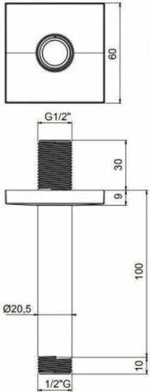 Рамка за стена с квадратна душ глава Eurorama R50812-Mauro
