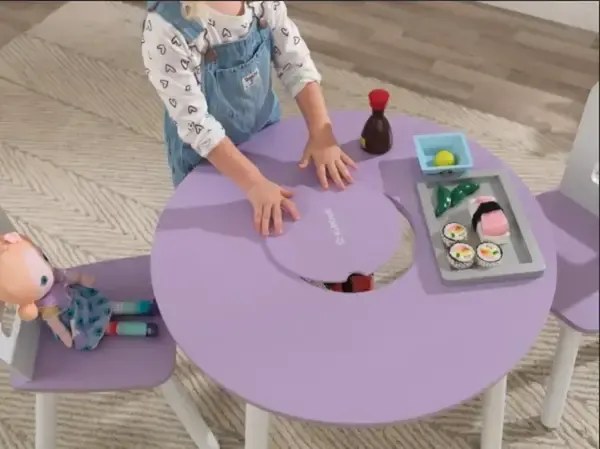 Комплект маса с два стола - Round Storage Table & 2 Chair Set - Lavender - KidKraft