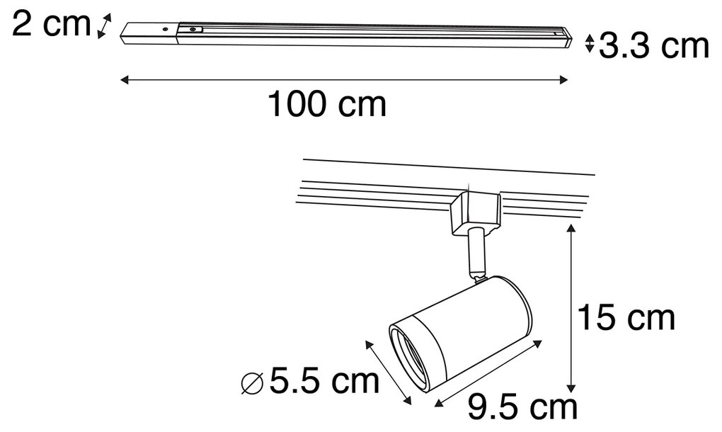 Модерна 1-фазова релсова система бяла с 15 броя прожектори - Jeana