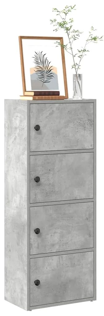 860376 vidaXL Библиотека, бетонно сива, 40x24x102 см, инженерно дърво