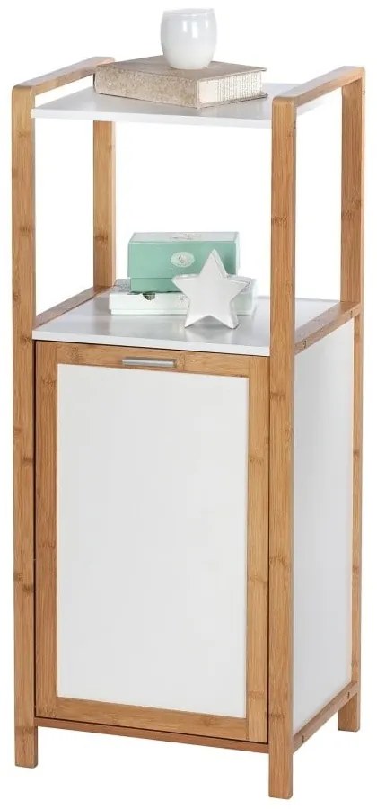 Бамбукова етажерка за баня в бял и естествен цвят 40x95 cm Finja - Wenko