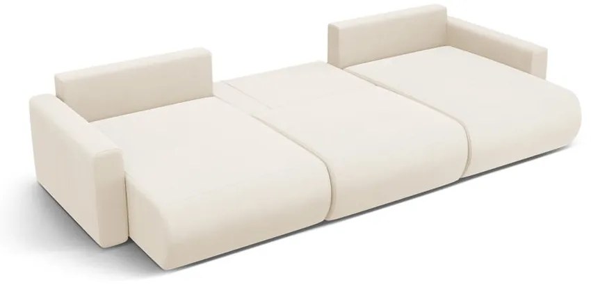 Бежов кадифен разтегателен ъглов диван с място за съхранение (U форма) Belfast – Cosmopolitan Design