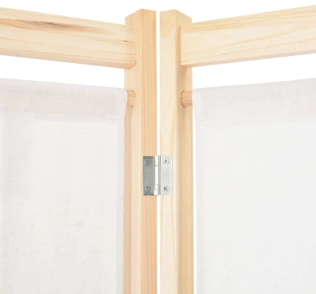 Параван за стая, 4 панела, кремав, 160x170x4 cм, текстил