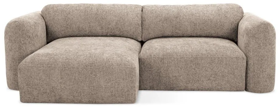 Светлокафяв шенилов разтегателен ъглов диван с място за съхранение (ляв ъгъл) Mele – Makamii