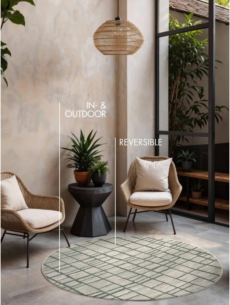 Зелен/кремав кръгъл килим за открито и закрито ø 200 cm Haringey Crouch – Ted Baker