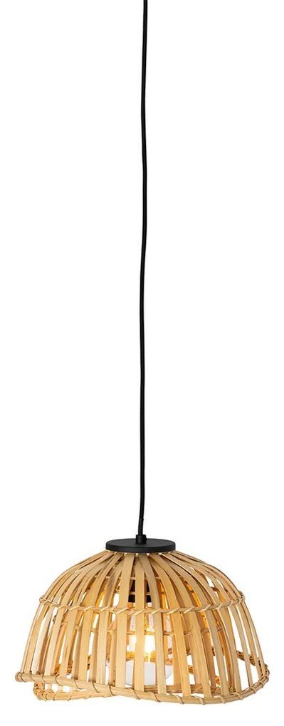 Ориенталска висяща лампа черна с естествен бамбук 30 см - Pua
