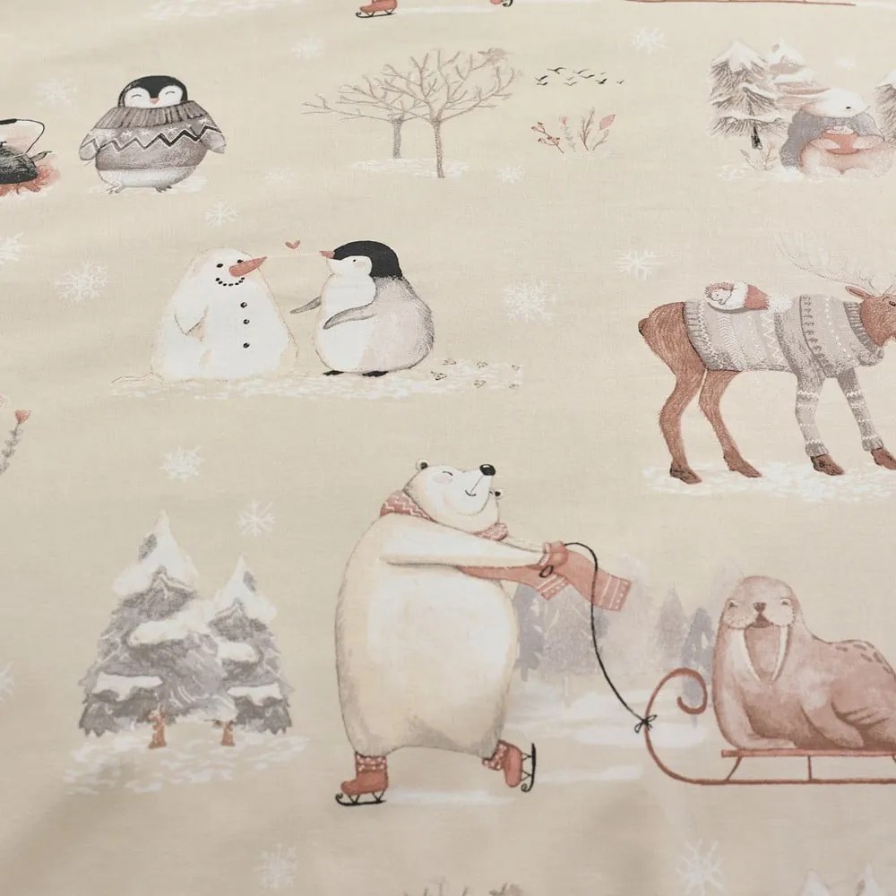 Бежово двойно спално бельо от микроплюш 200x200 cm Winter Friends – Catherine Lansfield