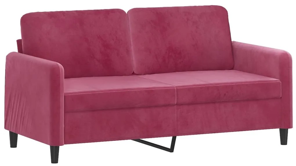 359446 vidaXL 2-местен диван, виненочервен, 140 см, кадифе