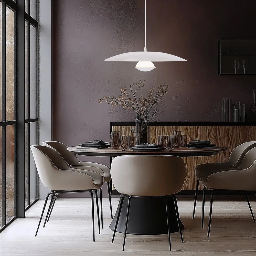 Бяло LED висящо осветително тяло с метален абажур Lund – Candellux Lighting