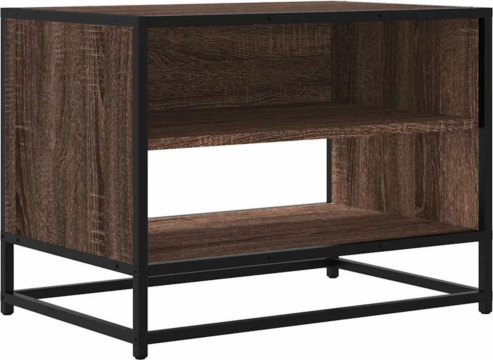 848883 vidaXL ТB шкаф, кафяв дъб, 61x40x46 см, инженерно дърво и метал