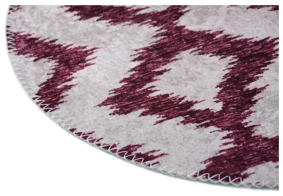 Бордо/бяло кръгъл килим, подходящ за миене ø 120 cm - Vitaus