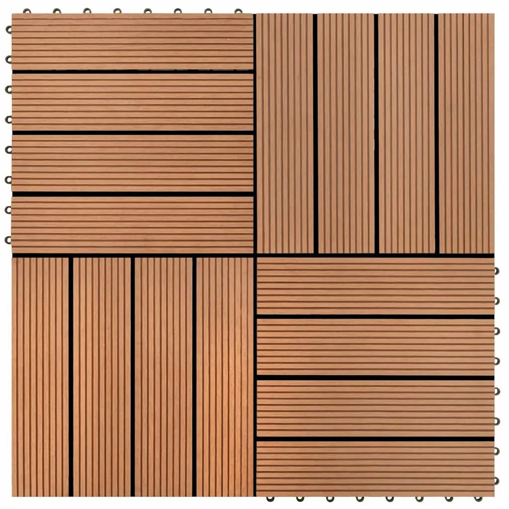 40825 vidaXL WPC декинг плочки кафяви, 30х30 см, 11 бр, 1 м²
