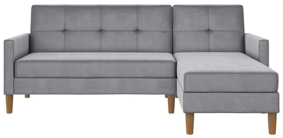Светлосив кадифен ъглов диван Lilly – Støraa