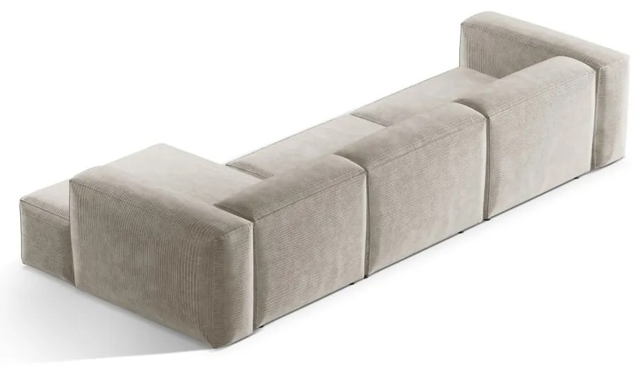 Бежов ъглов диван от рипсено кадифе (десен ъгъл) Bergano – Cosmopolitan Design