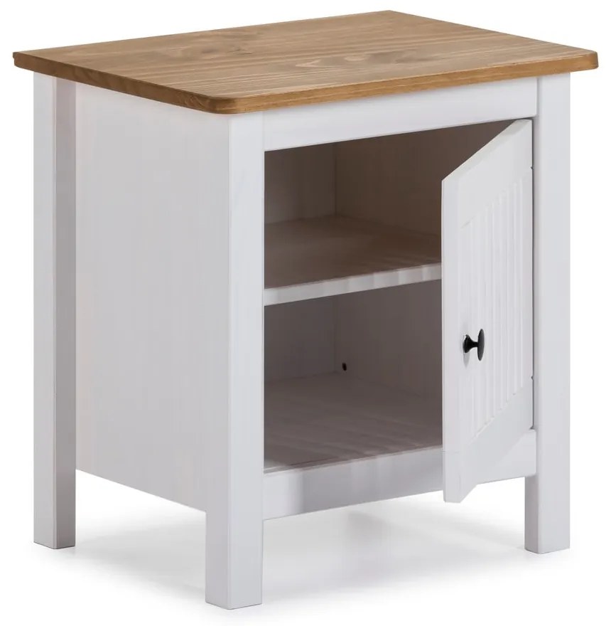 Бяла дървена нощна масичка Bruna - Marckeric