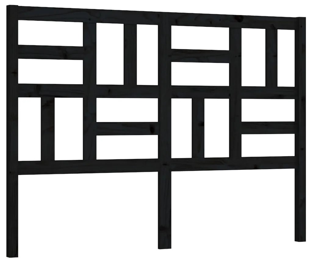 818184 vidaXL Горна табла за легло, черна, 126x4x104 см, бор масив