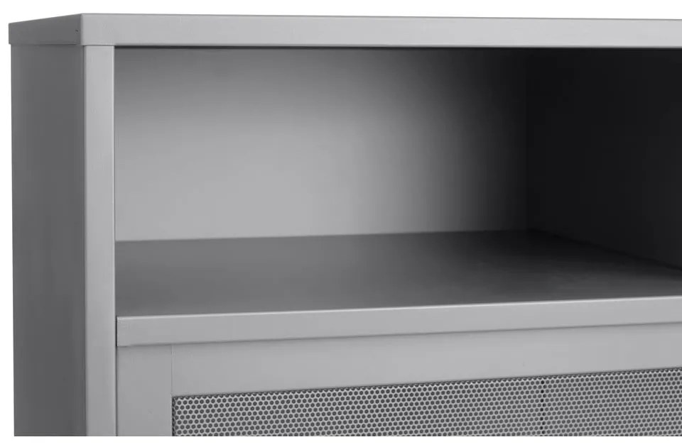Сиво метално шкафче с плъзгащи се врати 90x140x40 cm Veep – Unique Furniture