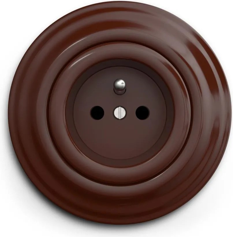 Kliklap - Ретро домашен контакт с рамка, 230 V, кафяв