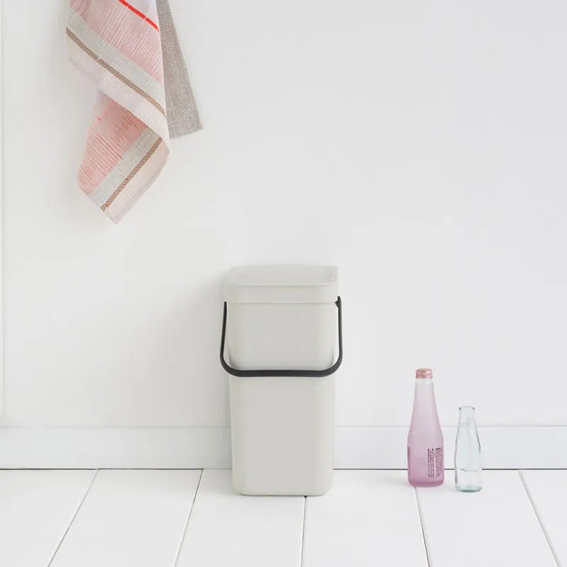 Кош за разделно събиране на боклук Brabantia Sort&Go 1005511, 12 л, Дръжка, Възможност за стенен монтаж, Светлосив