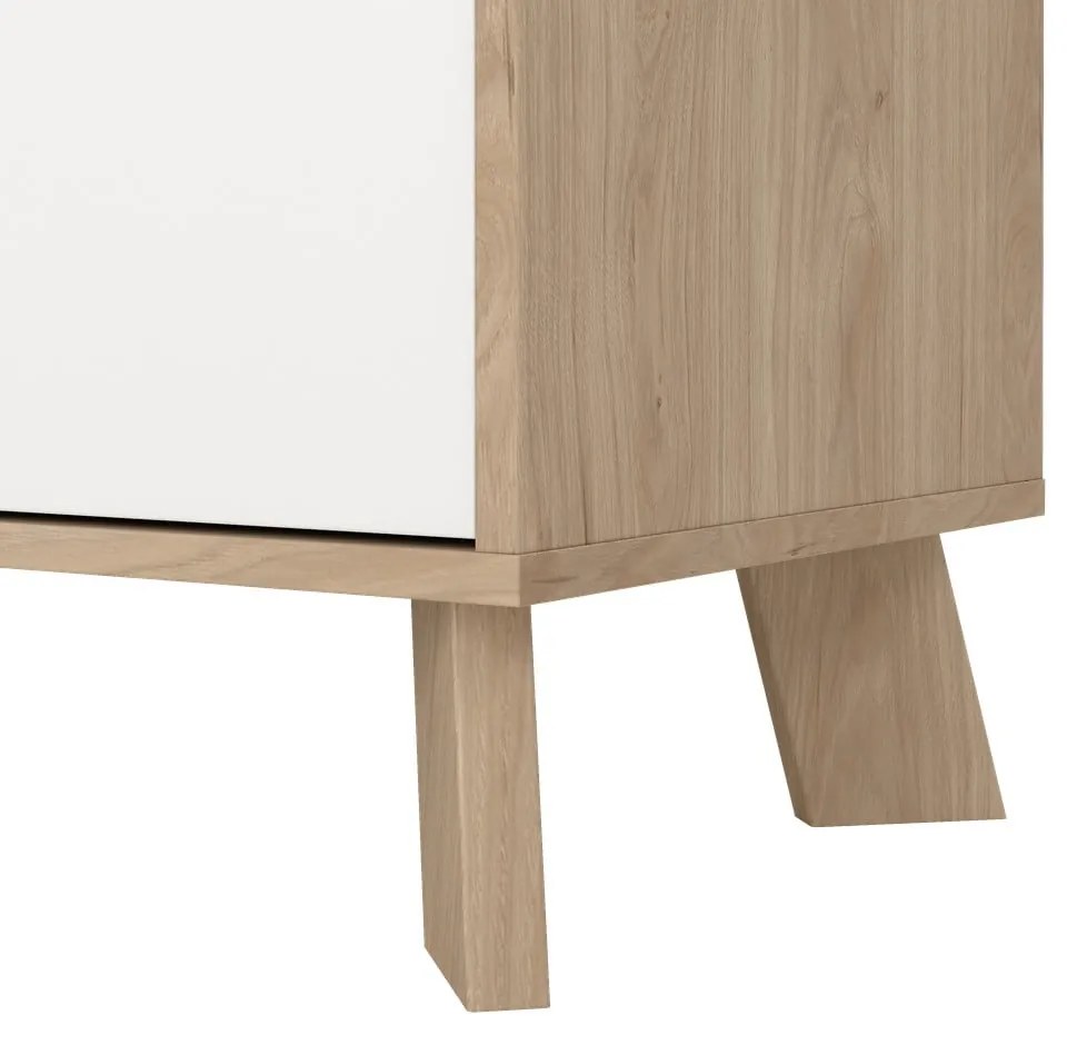 Скрин от дъбов декор в бял и естествен цвят 196x73x39 cm Ikast – Tvilum