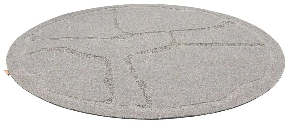 Сив вълнен кръгъл килим ø 133 cm Morphic Organica – Agnella