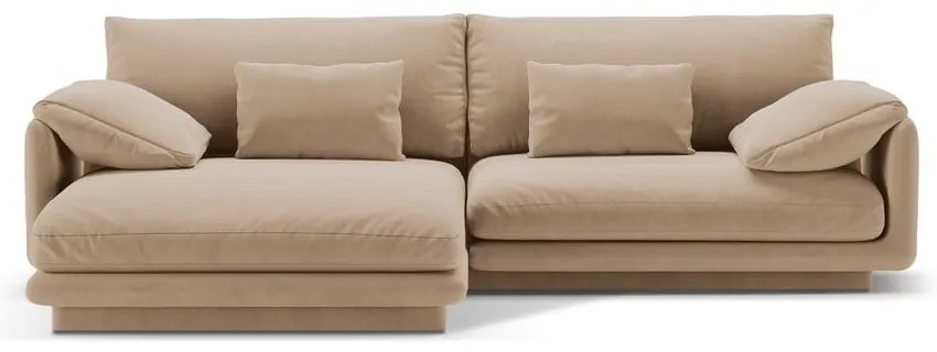 Бежов кадифен ъглов диван (ляв ъгъл) Torino – Micadoni