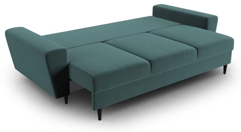 Кадифен разтегателен диван с място за съхранение в петролен цвят 235 cm Kyoto – Cosmopolitan Design