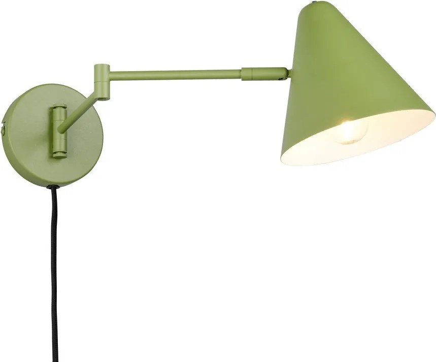 Зелена стенна лампа с огъваща се структура за контакт ø 15 cm Cosima – Trio