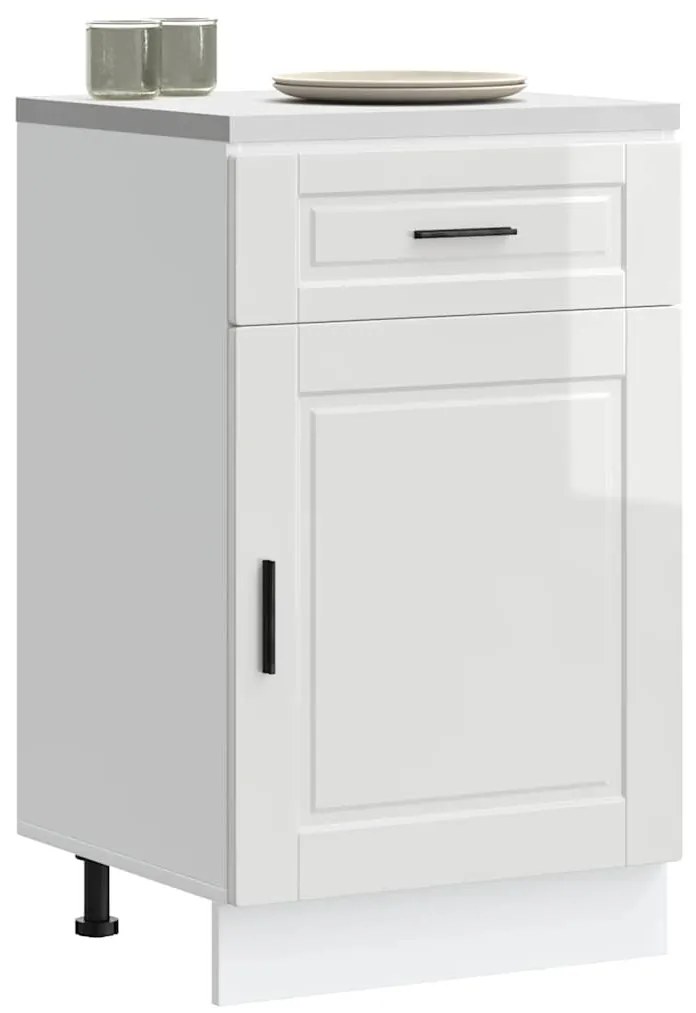 853959 vidaXL Кухненски шкаф Porto, бял гланц, инженерно дърво