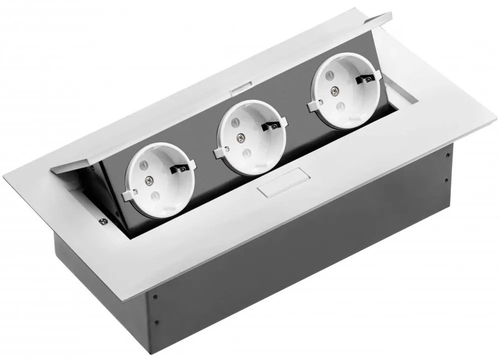 GTV AE-PB03GS-10 Pop-up контакт за вгражд., 3x Schuko, без кабел, бял