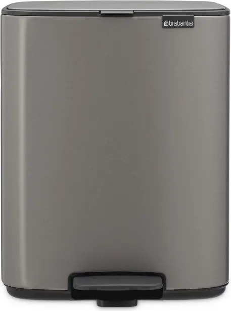 Кош за боклук Brabantia Bo Pedal 1010128, 12 л, Леко затваряне, Противоплъзгаща основа, Платинено сив