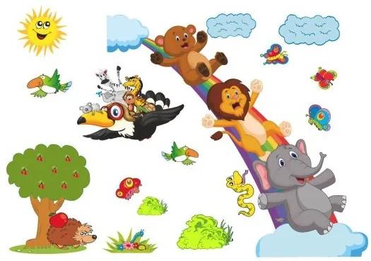 Весел детски стикер за стена с животни 100 х 200 см