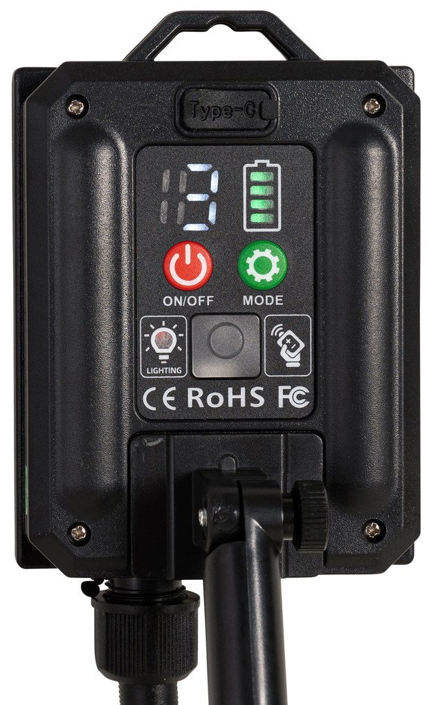 Външна подова лампа черна с акумулаторен LED и соларен панел - Barry