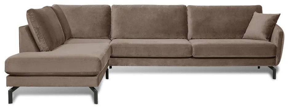 Ъглов диван от кадифе в кафяво-бежово (ляв ъгъл) Magic - Scandic
