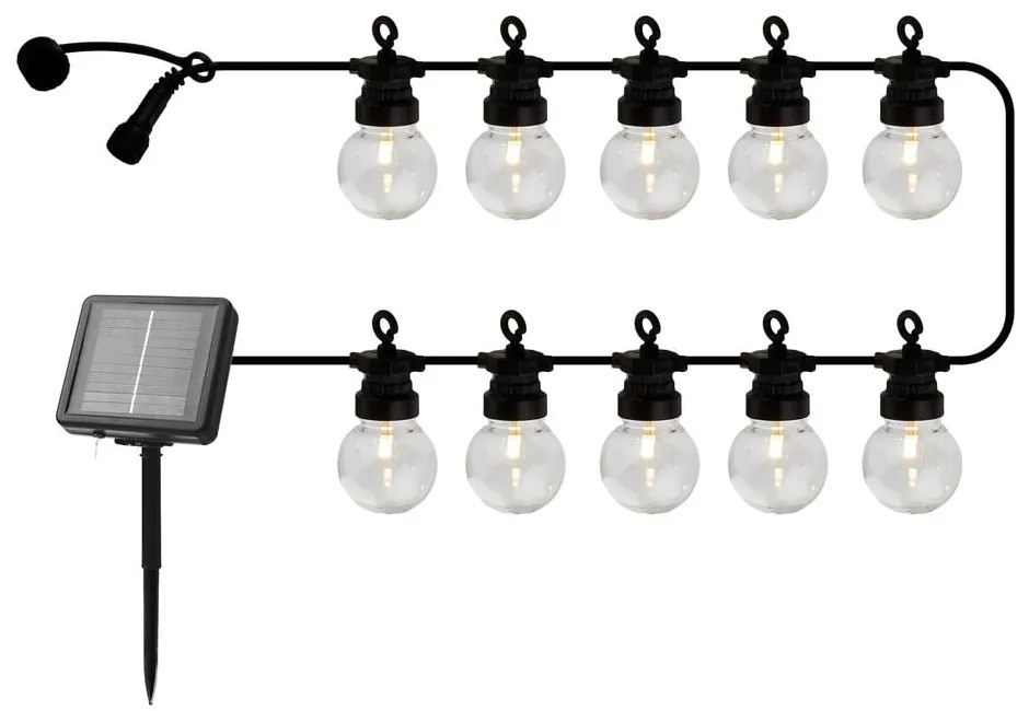 Светлинна верига с 10 броя крушки, със соларен панел дължина 300 cm Lucas Clear – Sirius