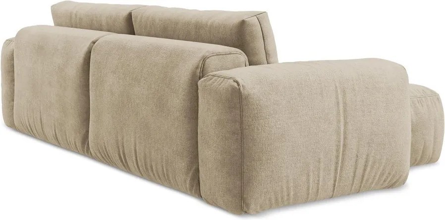 Светлокафяв шенилов сгъваем ъглов диван (ляв ъгъл) Kuki – Makamii