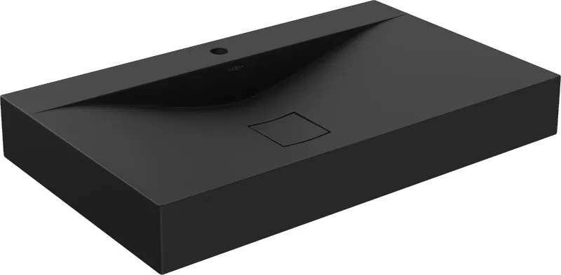Mexen Poli конзолна мивка от конгломерат 1/O 80 x 48 см, черна - 23028071