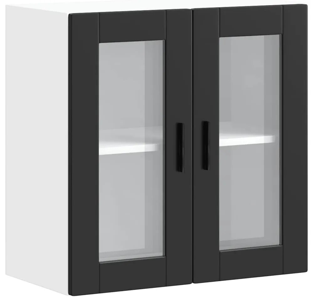 854148 vidaXL Кухненски стенен шкаф със стъклена врата Porto черен