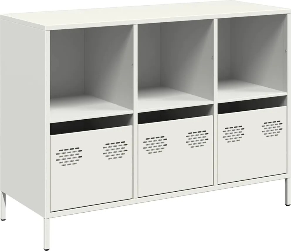 851369 vidaXL Бюфет, бял, 101,5x39x73,5 см, студеновалцувана стомана