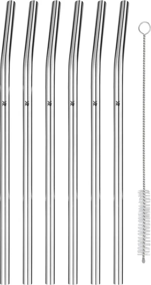 WMF - К-кт 6x Сламки от неръждаема стомана BARIC + четка за почистване