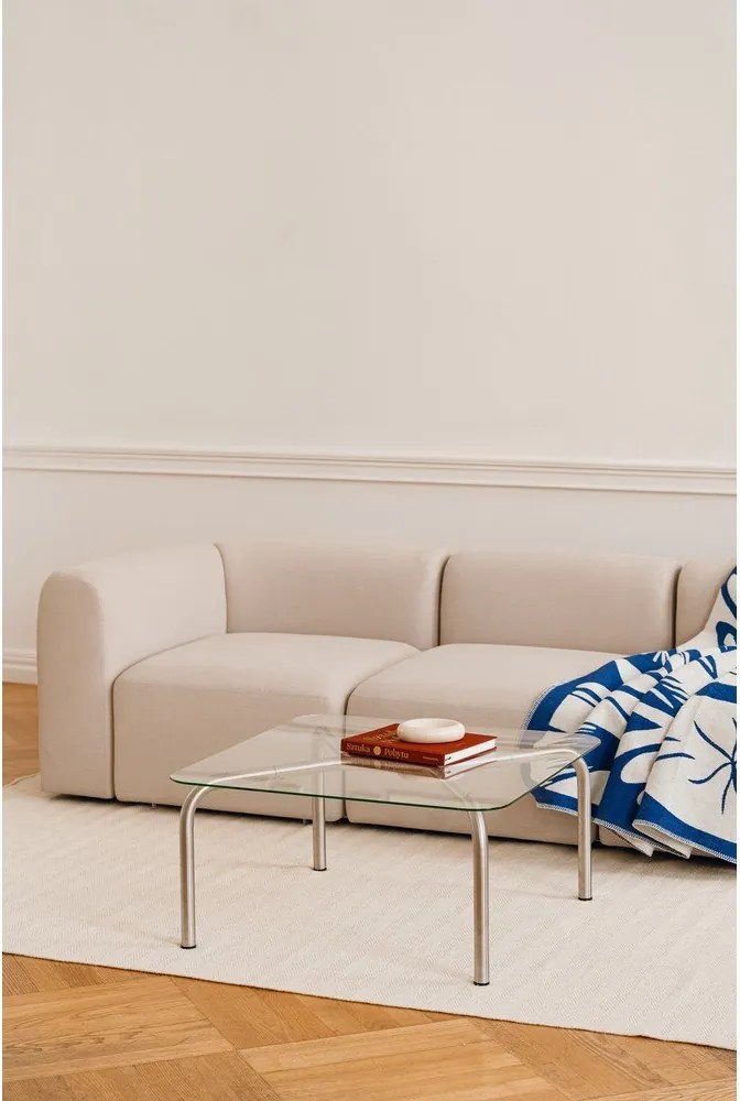 Масичка за кафе със стъклен плот в сребрист цвят 60x80 cm Uku – noo.ma