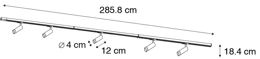 Модерна релсова осветителна система с 5 прожектора черна 1-фазна GU10 35mm - Iconic Jeana Luxe