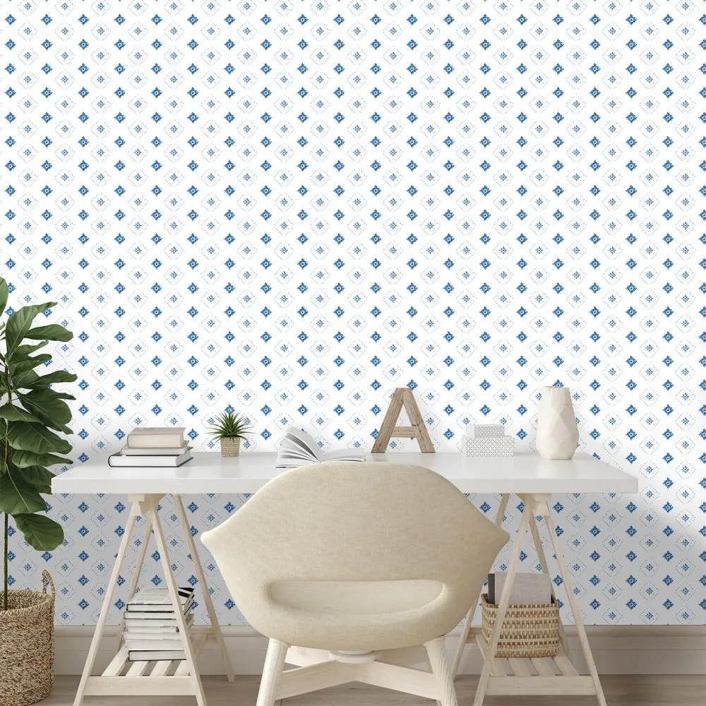 Тапет – Сини геометрични диаманти