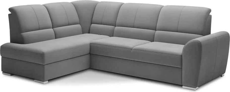 Сив кадифен разтегателен ъглов диван с място за съхранение (ляв ъгъл L форма) Siber – ELTAP