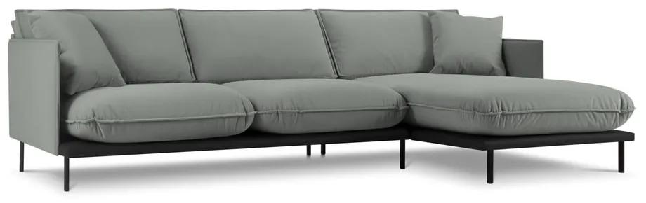 Сив ъглов диван с кадифена повърхност , десен ъгъл Auguste - Interieurs 86