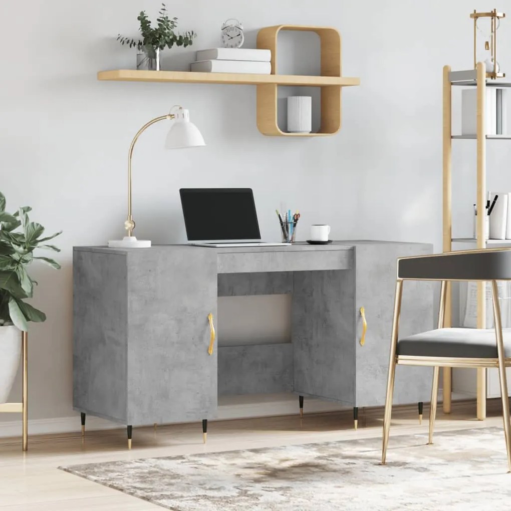 829528 vidaXL Бюро, бетонно сиво, 140x50x75 см, инженерно дърво